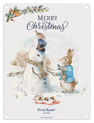 Peter Rabbit Christmas - Snowman Mini Metal Sign 15Cm X 20Cm Signs
