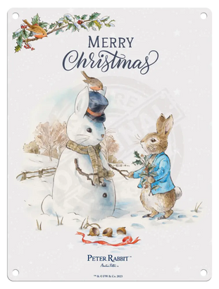 Peter Rabbit Christmas - Snowman Mini Metal Sign 15Cm X 20Cm Signs