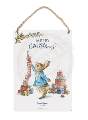 Peter Rabbit Christmas - Stocking Mini Metal Sign 15Cm X 20Cm Signs