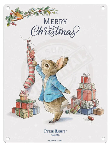 Peter Rabbit Christmas - Stocking Mini Metal Sign 15Cm X 20Cm Signs