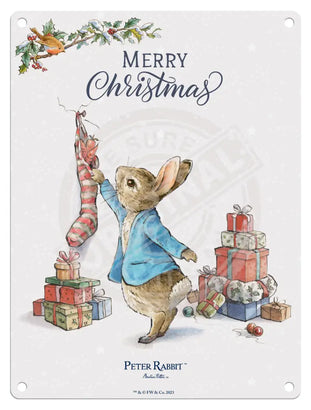 Peter Rabbit Christmas - Stocking Mini Metal Sign 15Cm X 20Cm Signs
