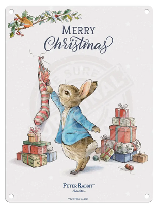 Peter Rabbit Christmas - Stocking Mini Metal Sign 15Cm X 20Cm Signs