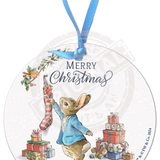 Peter Rabbit Christmas - Stocking Round Bauble Dangler Metal Signs