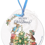 Peter Rabbit Christmas - Tree Round Bauble Dangler Metal Signs