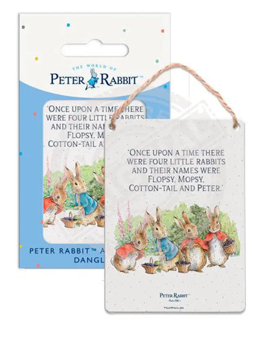 Peter Rabbit Flopsy Bunnies collecting blackberries metal sign