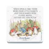 Peter Rabbit Flopsy Bunnies collecting blackberries melamine coaster