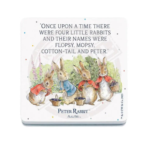 Peter Rabbit Flopsy Bunnies collecting blackberries metal sign