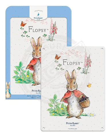 Peter Rabbit Flopsy Bunny with basket of blackberries metal sign