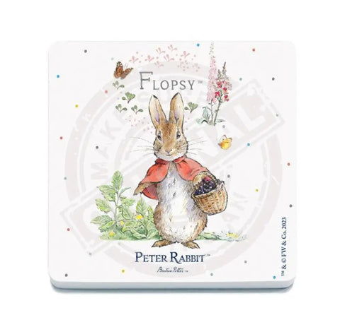 Peter Rabbit Flopsy Bunny with basket of blackberries metal sign