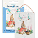 Peter Rabbit Flopsy Bunny with basket of blackberries metal dangler sign