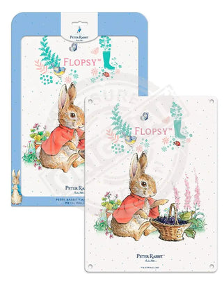 Peter Rabbit Flopsy Bunny with basket of blackberries metal sign