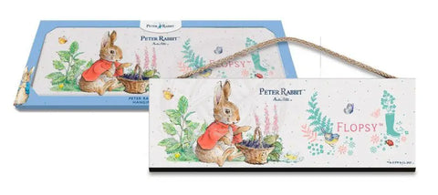 Peter Rabbit Flopsy Bunny with basket of blackberries metal sign