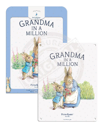 Beatrix Potter Peter Rabbit Grandma in a million metal sign