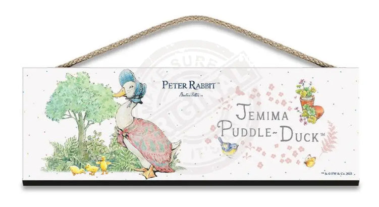 Beatrix Potter Peter Rabbit Jemima Puddle-Duck hanging wooden sign