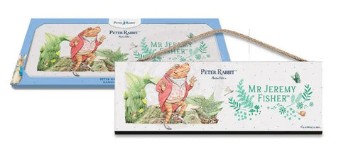 Peter Rabbit Jeremy Fisher hanging wooden wall sign