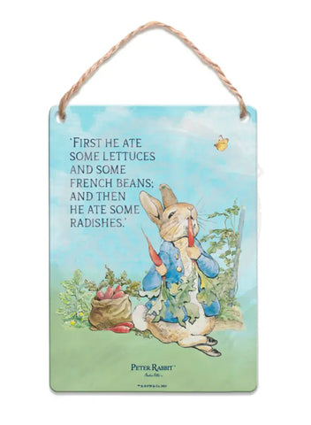 Peter Rabbit - Lettuce and French beans story 3 Mini Metal Sign 15cm x 20cm Metal Signs