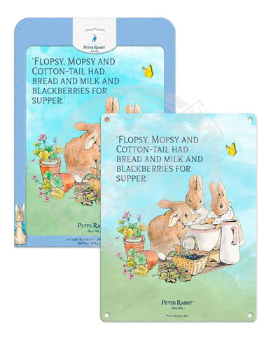 Peter Rabbit flopsy mopsy cottontail metal wall sign