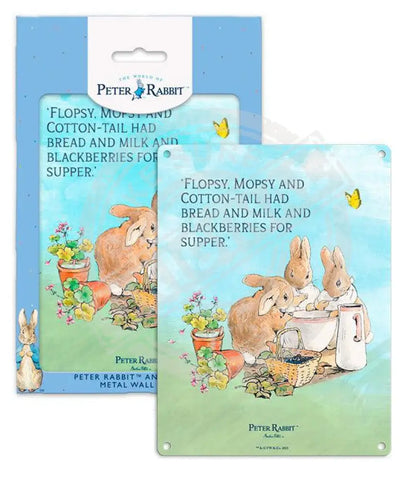 Peter Rabbit flopsy mopsy cottontail metal wall sign