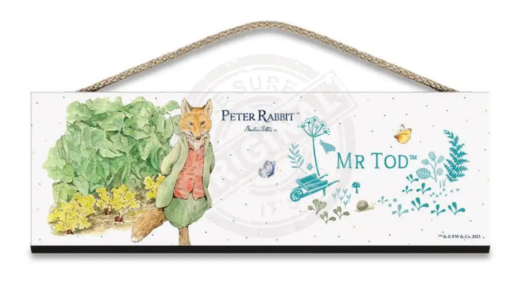 Beatrix Potter Peter Rabbit Mr Tod hanging wooden sign