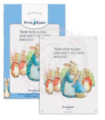 Peter Rabbit - Mrs Rabbit and bunnies Mini Metal Sign 15cm x 20cm Metal Signs