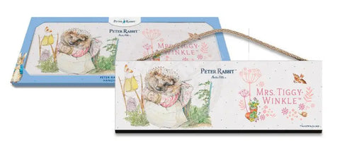 Beatrix Potter Peter Rabbit Mrs Tiggywinkle hanging wooden sign