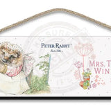 Beatrix Potter Peter Rabbit Mrs Tiggywinkle hanging wooden sign