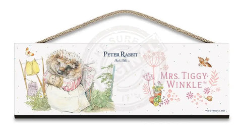 Beatrix Potter Peter Rabbit Mrs Tiggywinkle hanging wooden sign