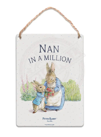 Peter Rabbit - Nan in a million Mini Metal Sign 15cm x 20cm Metal Signs