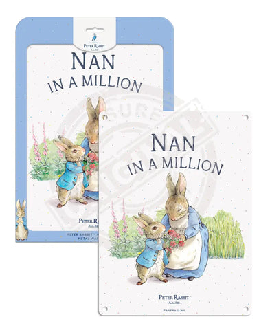 Beatrix Potter Peter Rabbit Nan in a million metal sign