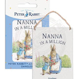 Beatrix Potter Peter Rabbit Nanna in a million metal dangler sign