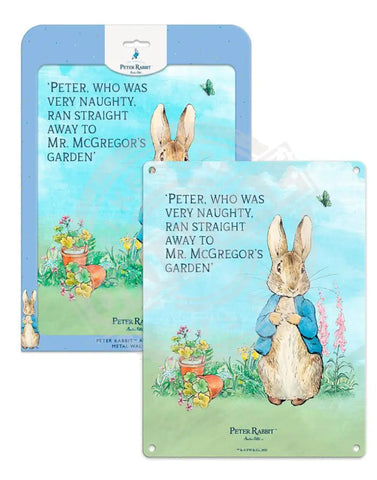 Beatrix Potter Peter Rabbit Very Naughty metal wall sign