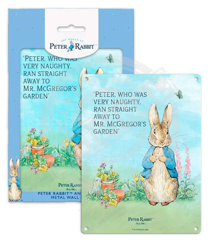 Beatrix Potter Peter Rabbit Very Naughty metal wall sign