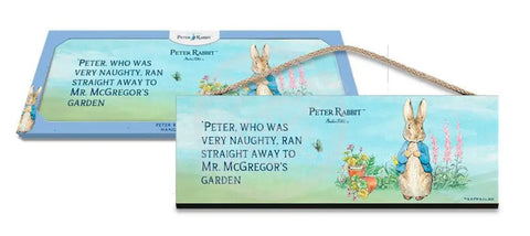 Beatrix Potter Peter Rabbit Very Naughty metal wall sign