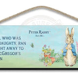 Beatrix Potter Peter Rabbit Ran to Mr McGregors garden hanging wooden sign