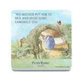 Beatrix Potter Peter Rabbit put to bed melamine coaster