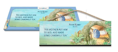 Beatrix Potter Peter Rabbit put to bed metal wall sign