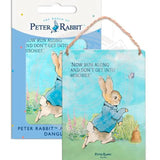 Beatrix Potter Peter Rabbit now run along metal dangler sign