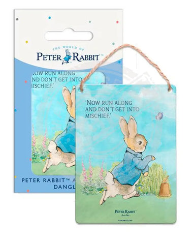 Beatrix Potter Peter Rabbit now run along metal wall sign