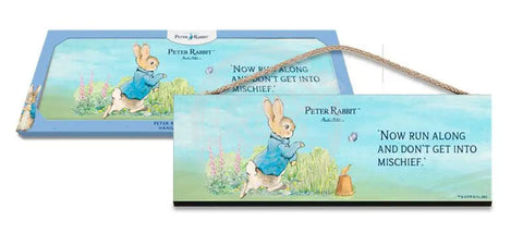 Beatrix Potter Peter Rabbit now run along metal wall sign