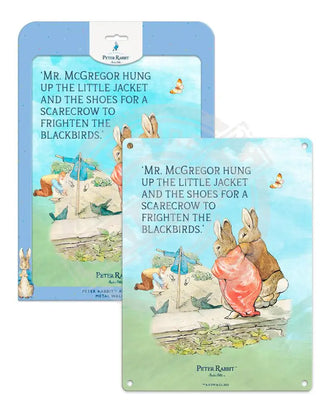 Beatrix Potter Peter Rabbit Mr McGregor scarecrow metal wall sign