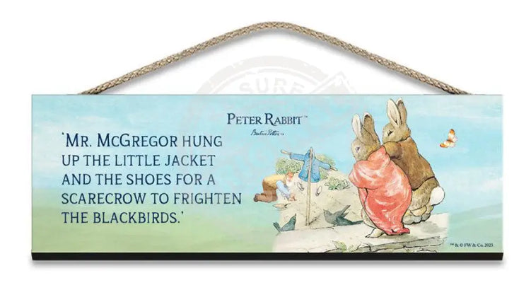 Beatrix Potter Peter Rabbit Mr McGregor scarecrow wooden sign