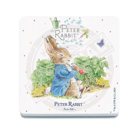 Peter Rabbit sitting eating radishes Mini Metal Sign 15cm x 20cm Metal Signs