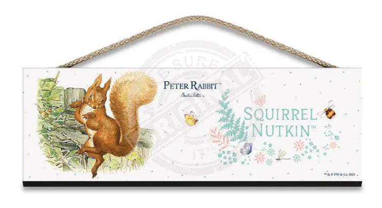 Beatrix Potter Peter Rabbit Squirrel Nutkin hanging wooden sign