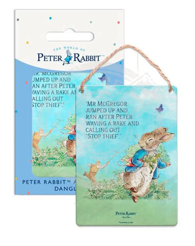 Beatrix Potter Peter Rabbit chased by Mr McGregor metal wall sign