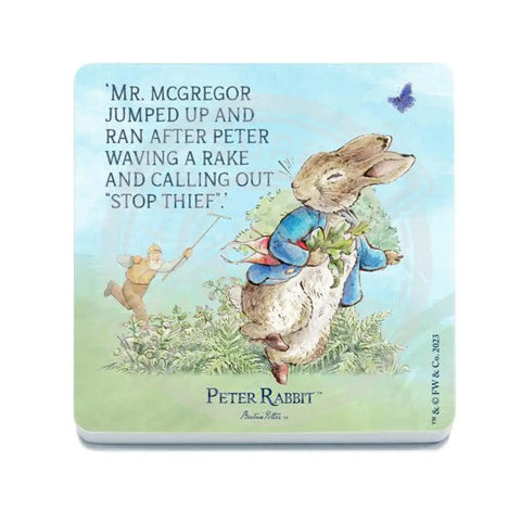 Beatrix Potter Peter Rabbit chased by Mr McGregor metal wall sign