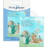 Beatrix Potter Peter Rabbit jumping into watering can fridge magnet