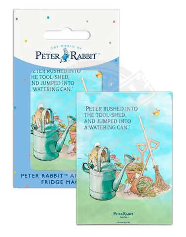 Beatrix Potter Peter Rabbit jumping into watering can metal wall sign