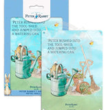 Beatrix Potter Peter Rabbit jumping into watering can metal wall sign