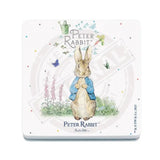 Beatrix Potter Peter Rabbit watching butterflies melamine coaster