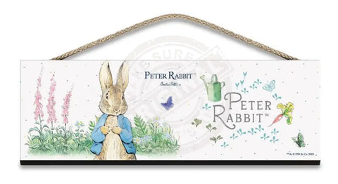 Beatrix Potter Peter Rabbit watching butterflies wooden sign